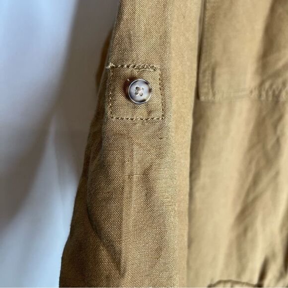 Ann Taylor LOFT Linen Blend Jumpsuit Size large Cargo Military Style - Picture 2 of 11